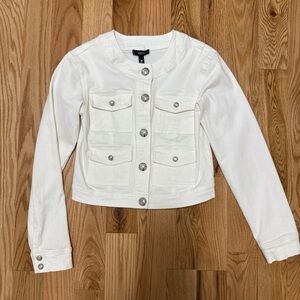 New with Tags Aqua White Jean Jacket with Silver Buttons